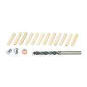 Wolfcraft Wood Doweling Kit - 1/4-in - 12 Dowel Pins - Rubber Depth Stop - 2 Metal Centers - Drill Bit