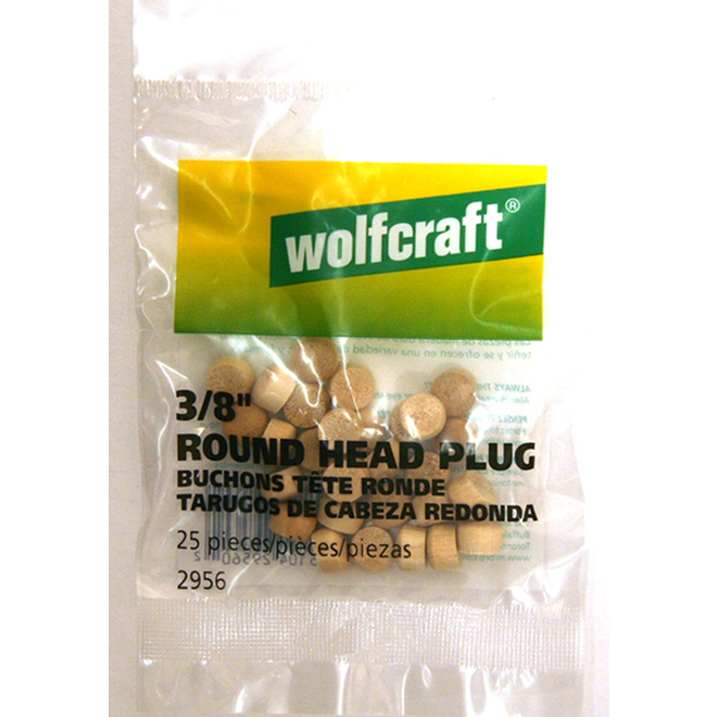 Wolfcraft Round Head Wood Plugs - Birch - Sanded - 3/8-in dia x 1/4-in L - 25-Pack