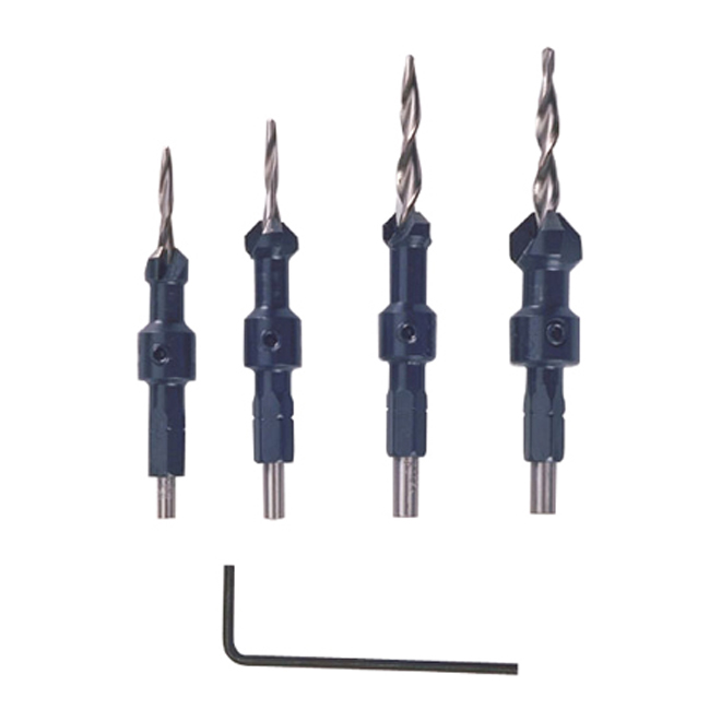 Wolfcraft Screw Setter Set - #6 - #8 - #10 - #12 - Hex Shaft - Tapered Drill Bits - 4 Per Pack