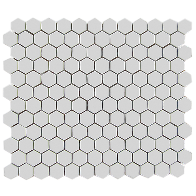 Image of Style Selections | Uberhaus Hexagon Marble-Look Mosaic Floor Tile - White Ceramic - 10-In W X 12-In L | Rona