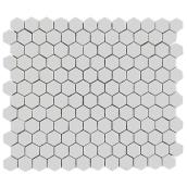 Uberhaus Hexagon Marble-Look Mosaic Floor Tile - White Ceramic - 10-in W x 12-in L