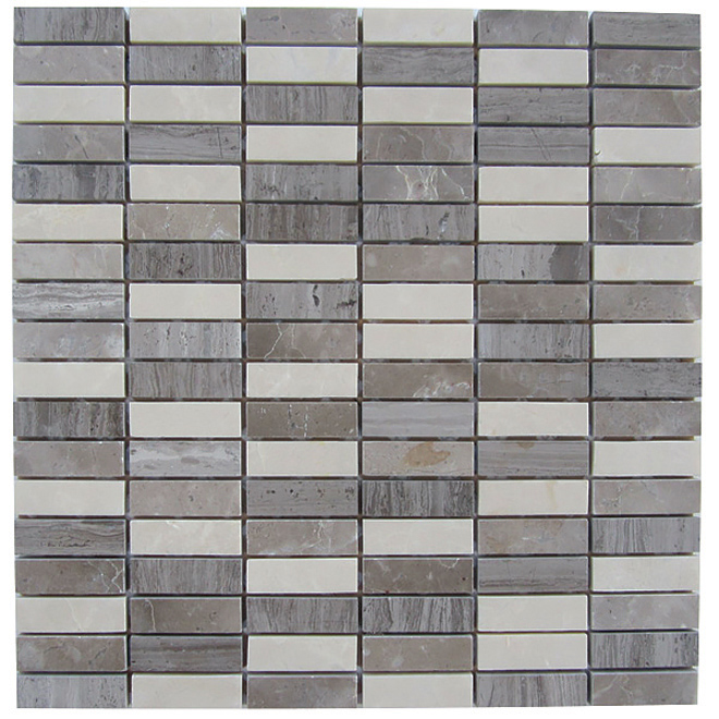 Mosaïque de carreaux en marbre crème pour salle de bain Ruisseau d'Uberhaus, 12 po L. x 11 3/4 po l.