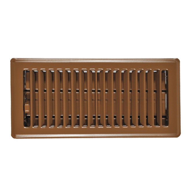 Imperial Brown Louvered Floor Register - Powder-Coated Steel - Widespread Air Diffusion - 11 1/4-in W x 5 1/4-in H