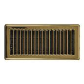 Imperial Louvered Floor Register - Steel - Electroplated Polished Brass - 3-in H x 10-in W