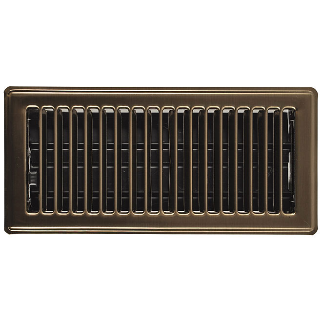 Imperial Louvered Floor Register - Steel - Antique Brass - 2 1/4-in H x 10-in W