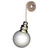 Atron Ceiling Fan Pull Chain - White Ball-Shaped Wood - Brass Metal - 12-in L