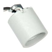 Atron Type A Ceiling Lamp Socket with Lead - Porcelain White - 120-Volt - 100-Watt