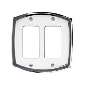 Atron 2-Gang 1-Pack White and Chrome Decorator Standard Wall Plate