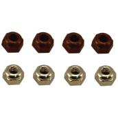 Ensemble d'écrous borgnes, 8 pièces, chrome et bronze huilé
