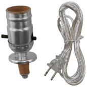 Ensemble de douille et de cordon pour lampe Atron, chrome, 100 W