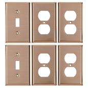 "Decora" Wall Plate - Duplex/Toggle - 6/PK - Antique Brass