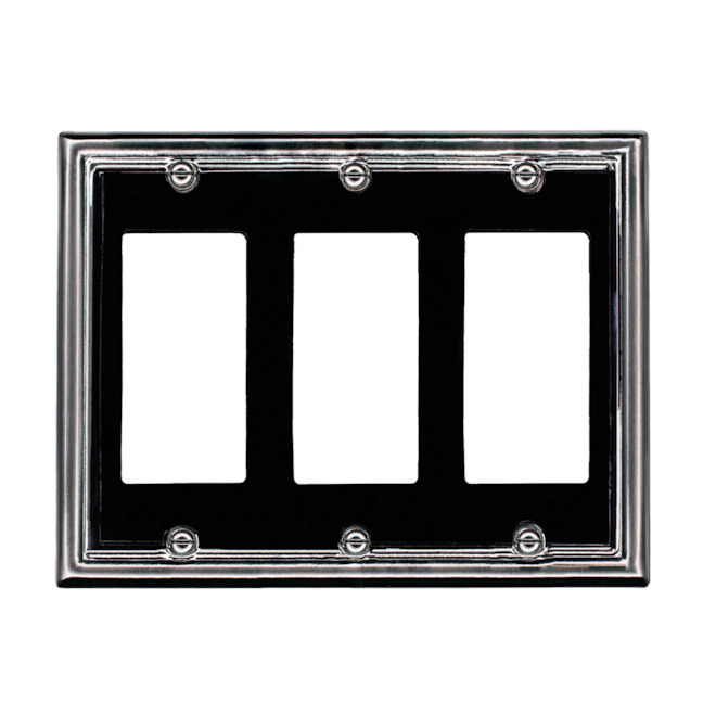 Atron 3-Gang 1-Pack Chrome and Black Decorator Standard Wall Plate