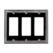 Plaque murale décorative triple Atron, standard, chrome et noir (1/pqt)