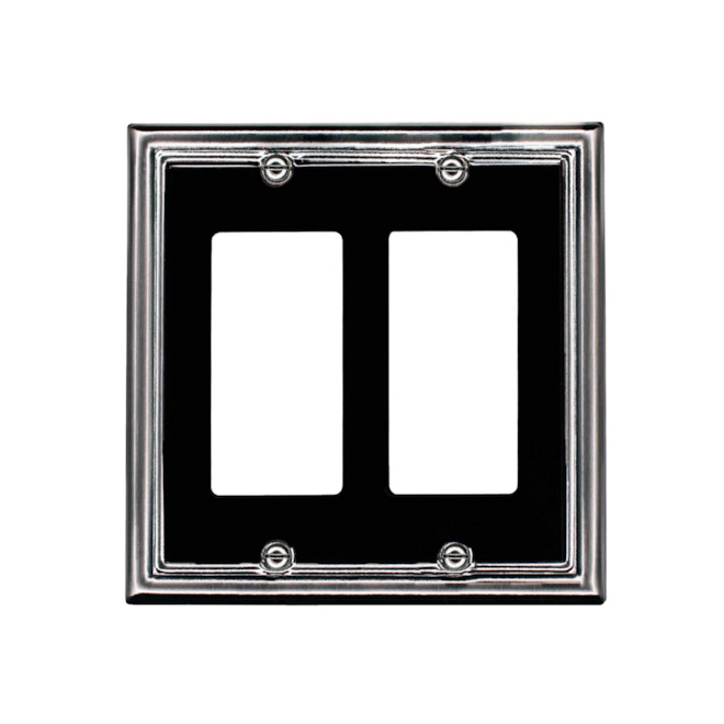 Atron 2-Gang 1-Pack Chrome and Black Decorator Standard Wall Plate