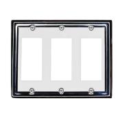 Plaque murale décorative triple Atron, standard, blanc et chrome(1/pqt)