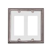 Atron 2-Gang 1-Pack White on Satin Nickel Decorator Standard Wall Plate