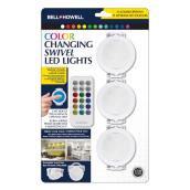 Bell + Howell 3-Pack 2.95-in Battery-Operated Colour-Changing Swivel LED Lights