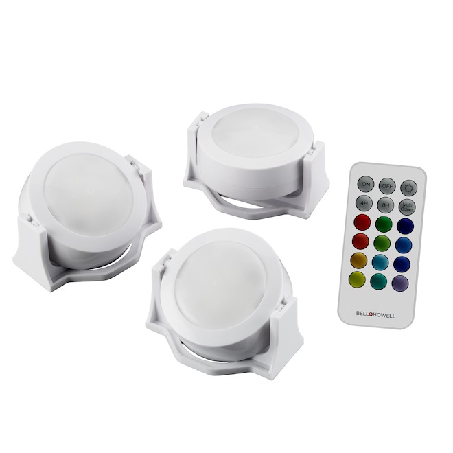 Bell + Howell 3-Pack 2.95-in Battery-Operated Colour-Changing Swivel LED Light Pucks