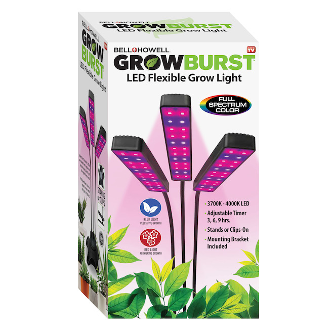 Image of Bell + Howell | Bell+Howell Grow Burst LED Flexible Growth Lamp With 3 Adjustable Light Heads | Rona