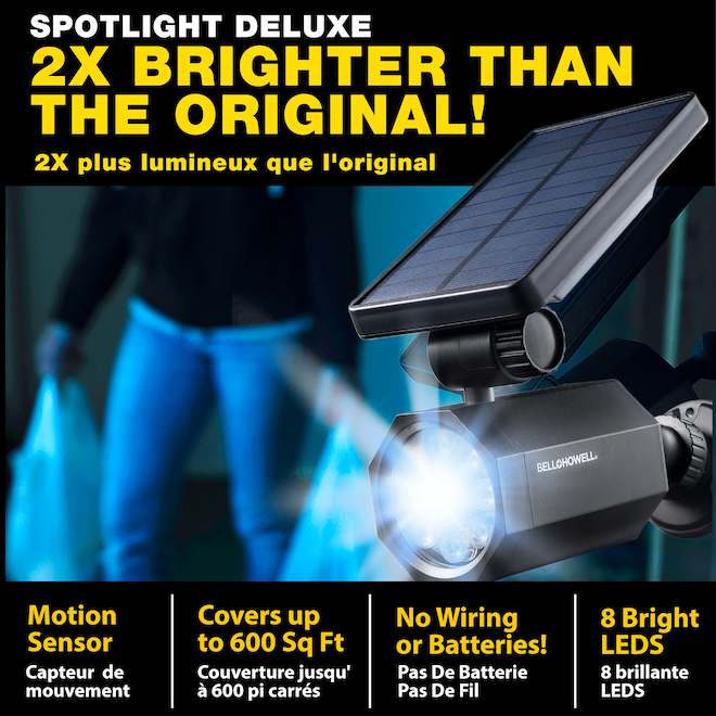 Bell + Howell Deluxe Solar Motion Detecting LED Black Spotlight - Stake Incuded