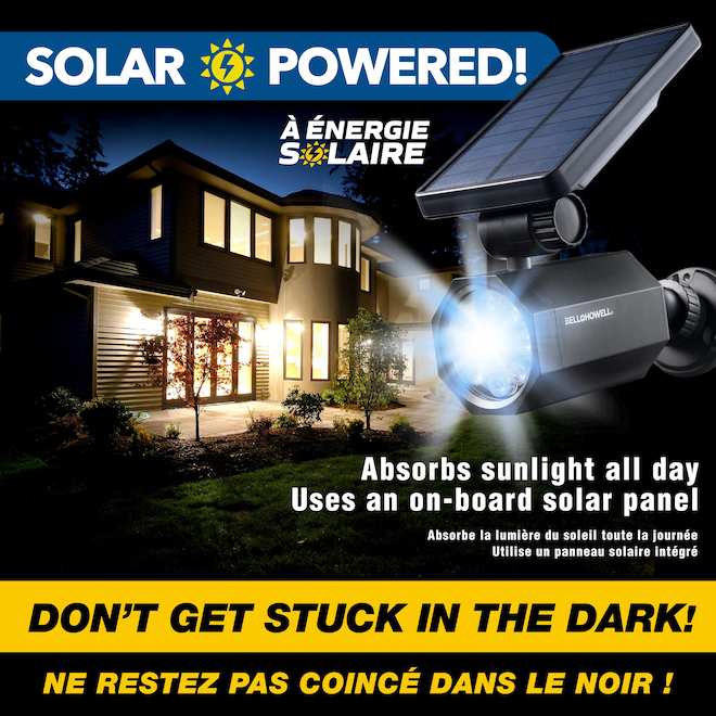 Bell + Howell Deluxe Solar Motion Detecting LED Black Spotlight - Stake Incuded