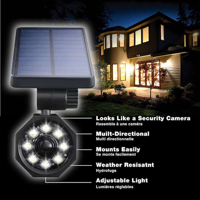 Bell + Howell Deluxe Solar Motion Detecting LED Black Spotlight - Stake Incuded