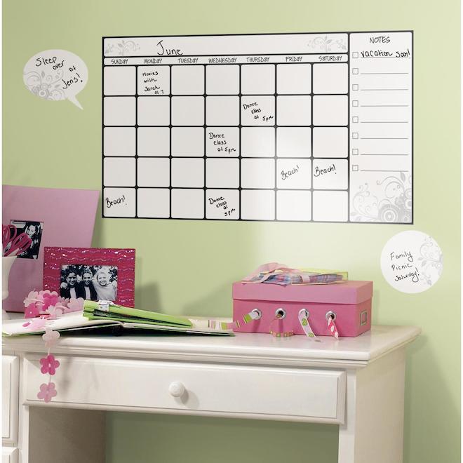 Peel and Stick Wall Decals - Dry Erase Calendar