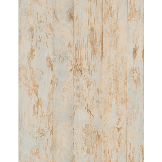 York Wallcoverings Barnboard Wallpaper - Beige and Blue - Washable - 20.5-in W x 33-in L