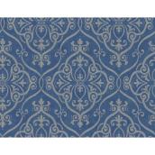 York Wallcoverings Prepasted Wallpaper Damask Pattern 56 sq.ft. Blue