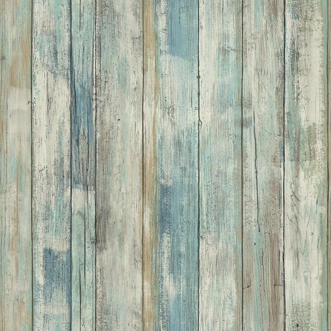 Wallpaper - Distressed Wood - Blue - 28 sq. ft