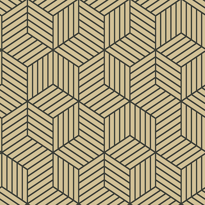 Wallpaper - Hexagon - Beige - 28 sq. ft.