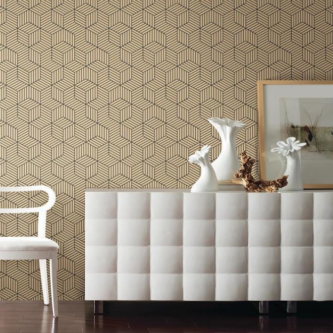 Wallpaper - Hexagon - Beige - 28 sq. ft.