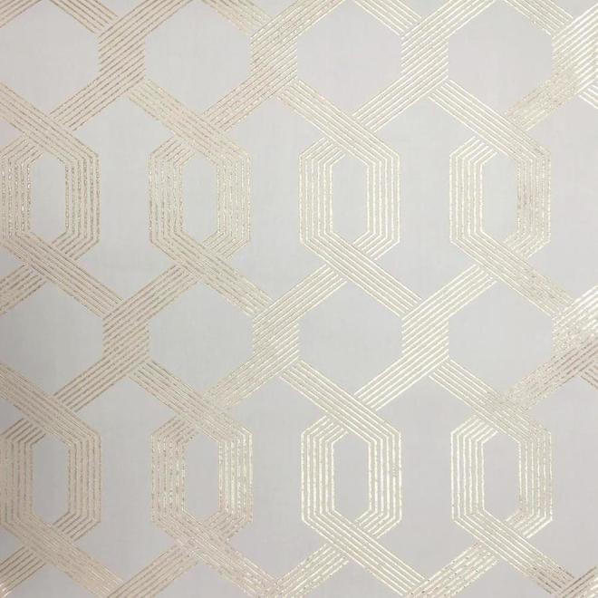 York Wallcoverings Viva Lounge Wallpaper Metallic Geometrics 56 sq.ft. Gold and Off-White