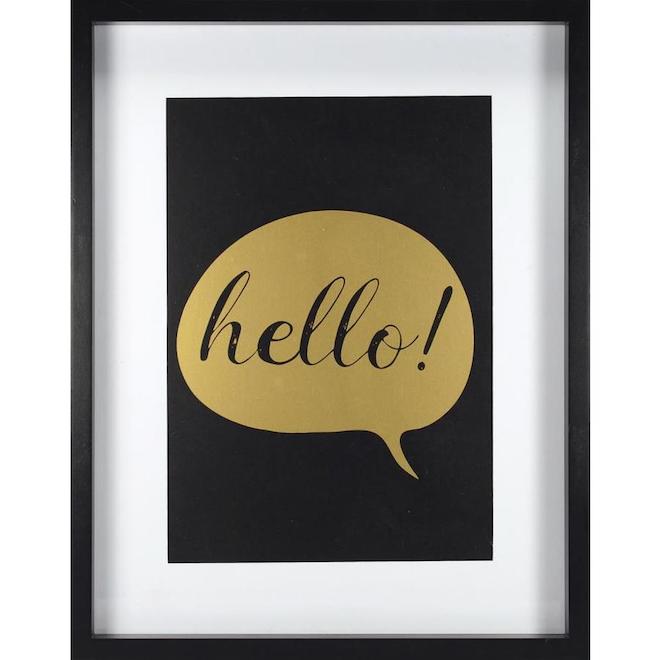 LINDEN AVE Hello! Gold Wall Decor Framed with Gold Screeenprint 11-in x 14-in