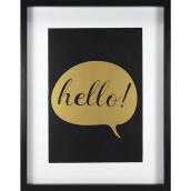 LINDEN AVE Hello! Gold Wall Decor Framed with Gold Screeenprint 11-in x 14-in