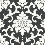 Damask Design Wallpaper - Black and White - 20.5" x 16.5'