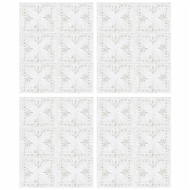 RoomMates Self-Adhesive Wall Decals - Backsplash Tin Tile - 34.9-in x 16.9-in - Off-White - 2 Pieces