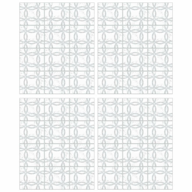RoomMates Self-Adhesive Wall Decals - Backsplash Interlocking Circle Tile - 34.9-in x 16.9-in - Grey - 2 Pieces