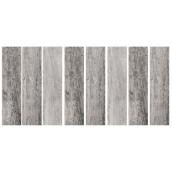 Autocollants muraux RoomMates, planches de bois, 4 po x 16,7 po, gris, paquet de 16