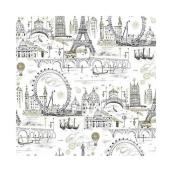 York Wallcoverings A Perfect World Novelty Euro Scenic Wallpaper 57.75 sq.ft. Black and White