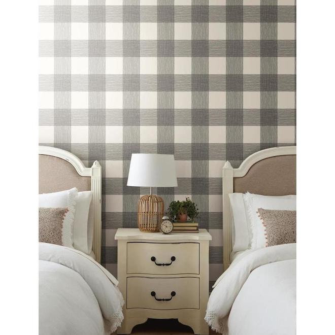 Papier peint York Wallcoverings motif à carreaux noir et blanc 56 pi ca