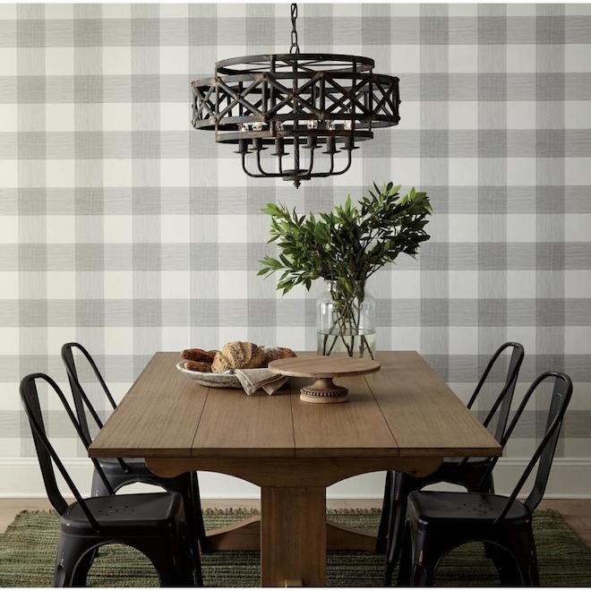 York Wallcoverings Magnolia Home Common Thread Wallpaper 56 sq.ft. Black  and White