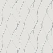 York Wallcoverings Dazzling Dimensions Wavy Stripe Wallpaper 57.75 sq.ft. White and Silver