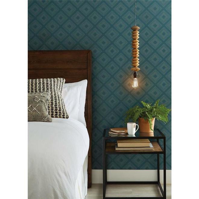 Wallpaper RoomMates Diamond Sketch Teal 56 sq ft