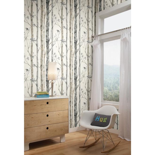 RoomMates Peel-and-Stick Wallpaper - Brown Birch Trees -28.18-sq.ft.