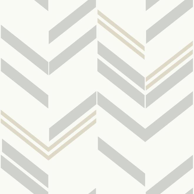 Papier peint York Wallcoverings motif de chevron gris pelez et collez 28,18 pi ca