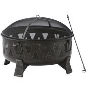 Style Selections 21 21/32-in x 30-in x 30-in Antique Steel Wood Burning Fire Pit