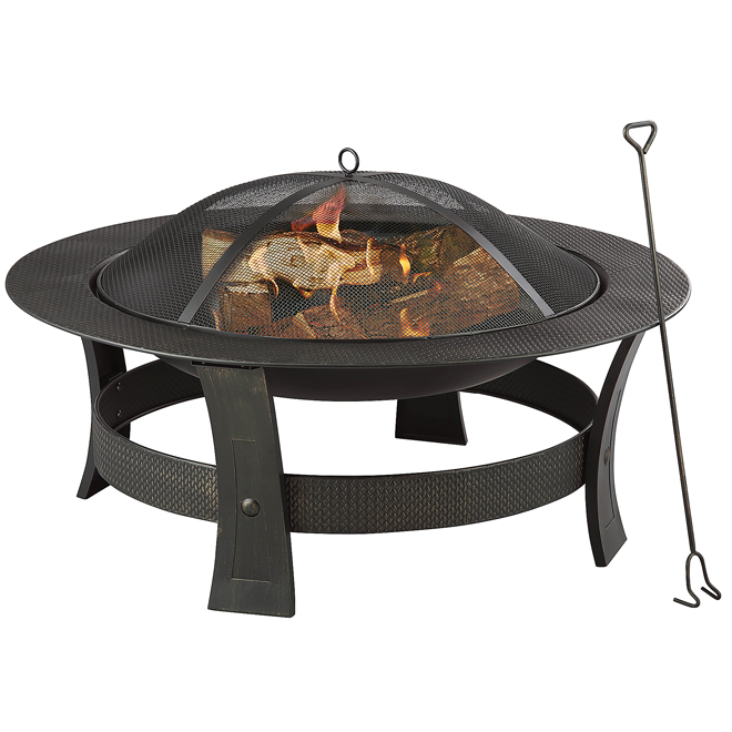 Outdoor Wood Fireplace - 19" x 35" - Steel - Black