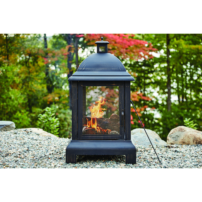 Style Selections Steel Outdoor Fireplace - 24 x 44-in - Black