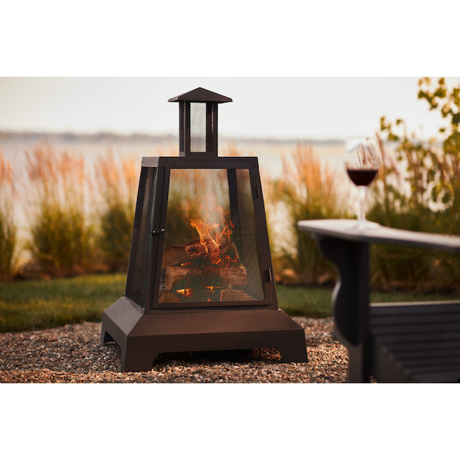 Style Selections Black Outdoor Square Wood Fireplace - 27.5-in